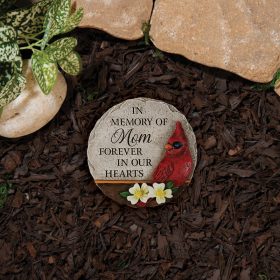 "Mom" Cardinal Memorial Mini Garden Stone
