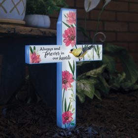 "Always And Forever" Solar Cross Stake