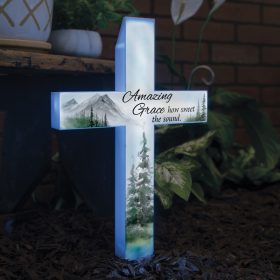 "Amazing Grace" Solar Cross Stake