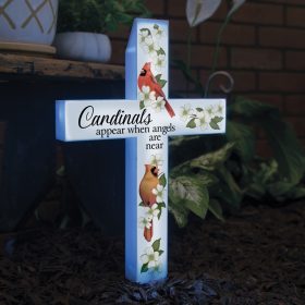 "Cardinals Appear" Solar Cross Stake