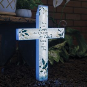 "Walk Beside Us" Solar Cross Stake