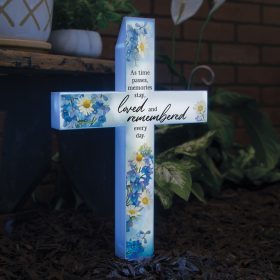 "Memories Stay" Solar Cross Stake