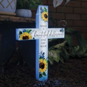 "Beautiful Difference" Solar Cross Stake
