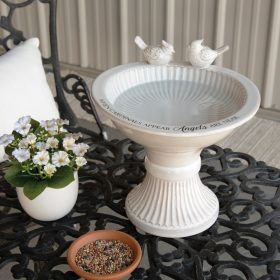 "Cardinals Appear" Table Top Bird Bath