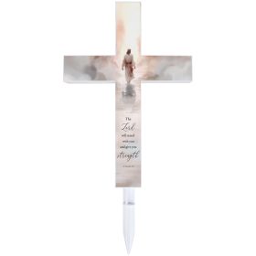 "Strength" Solar Cross Stake