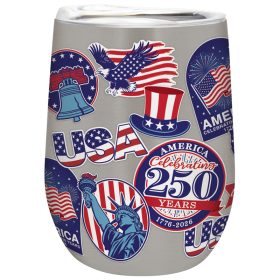 "250 Years Sticker look" 12 Oz. Stemless Wine Tumbler