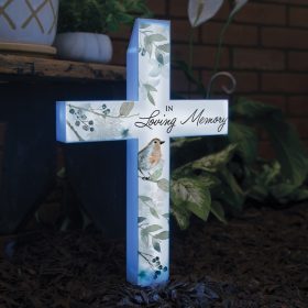 "Loving Memory" Solar Cross Stake