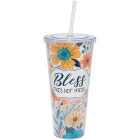 "Bless This Mess" 24oz Tumbler With Straw