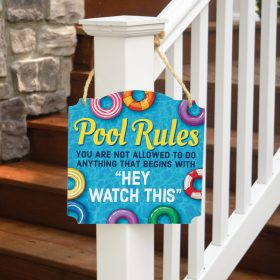 "Pool Rules" 18" Metal Wall Décor