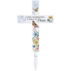 "At Peace" Eternal Garden Solar Cross Stake
