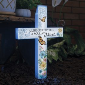 "At Peace" Eternal Garden Solar Cross Stake