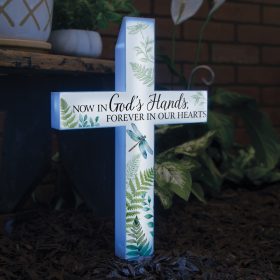 "In Our Hearts" Eternal Garden Solar Cross Stake