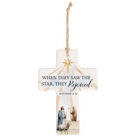 "Rejoice" Christmas Cross Ornament