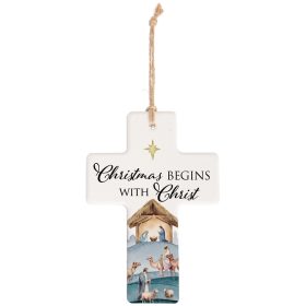 "Nativity" Christmas Cross Ornament