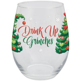 "Drink Up" 17 Oz. Stemless Wine Glass