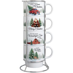 "Christmas" 4 Piece Stacked Mug Set