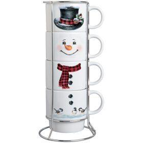 "Snowman" 4 Piece Stacked Mug Set