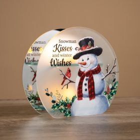 "Snowman Kisses" Tealight Candle Holder