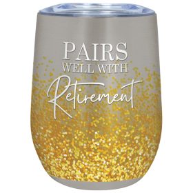 "Retirement" 12 Ounce Stemless Wine Tumbler