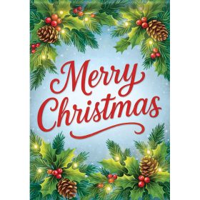 "Merry Christmas Holly" Garden Durasoft™ Flag - Garden 12.5 x 18