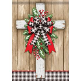 "Buffalo Plaid Cross" Garden Durasoft™ Flag - Garden 12.5 x 18