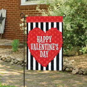 Valentine Stripe Heart Dura Soft™ Garden Flag - Garden 12.5 x 18