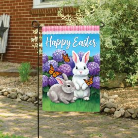 Hydrangea Bunnies Dura Soft™ Garden Flag - Garden 12.5 x 18