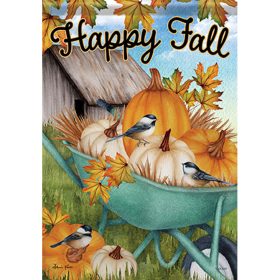 "Fall Wheelbarrow" DuraSoft™ Flag - Garden 12.5 x 18