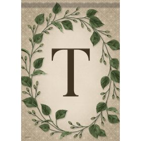 "T" Classic Wreath Monogram Dura Soft™ Garden Flag