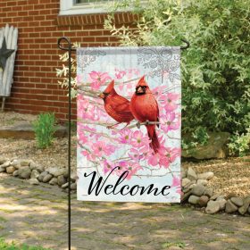 "Cardinals In Pink" Dura Soft™ Flag - Garden 13 x 18
