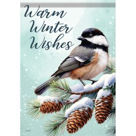 "Chickadee Winter Wishes"  Durasoft™ Flag - Garden 12.5 x 18