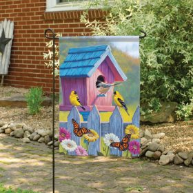 "Gerbera Birdhouse" Dura Soft™ Garden Flag - Garden 13 x 18