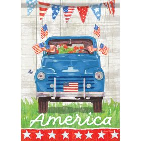 "Patriotic Truck" Dura Soft™ Garden Flag - Garden 13 x 18