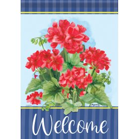 "Geranium Welcome" Dura Soft™ Garden Flag - Garden 13 x 18