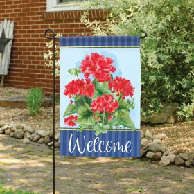 "Geranium Welcome" Dura Soft™ Garden Flag - Garden 13 x 18