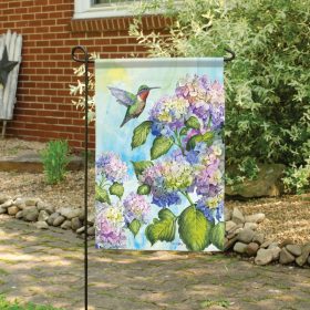 "Hummingbird Hydrangeas" Dura Soft™ Garden Flag - Garden 13 x 18