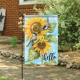 "Sunny Chickadees" Dura Soft™ Garden Flag - Garden 13 x 18