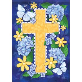 "Hydrangea Cross" Dura Soft™ Garden Flag - Garden 13 x 18