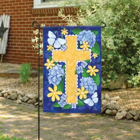 "Hydrangea Cross" Dura Soft™ Garden Flag - Garden 13 x 18