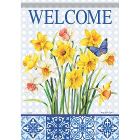 "Daffodils Azulejo" Dura Soft™ Garden Flag - Garden 13 x 18