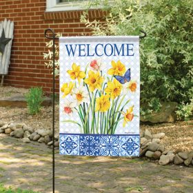 "Daffodils Azulejo" Dura Soft™ Garden Flag - Garden 13 x 18