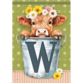 "Highland Cow - Monogramed W" Dura Soft™ Garden Flag