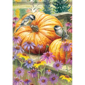 "Pumpkins & Chickadees" Garden Durasoft™ Flag