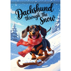 "Dachshund Snow" Garden Durasoft™ Flag - Garden 12.5 x 18