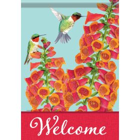 "Hummingbirds In Foxglove" Dura Soft™ Flag - Large 28 x 40