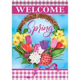 "Tulip Spring Wreath" Dura Soft™ Flag - Large 28 x 40