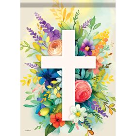 "Floral Cross" Dura Soft™ Flag - Large 28 x 40