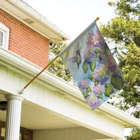 "Hummingbird Hydrangeas" Dura Soft™ Garden Flag - Large 28 x 40