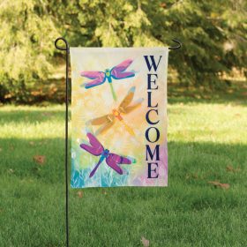 "Dragonflies Welcome" Double Applique Garden Flag