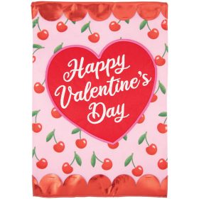 "Cherries Heart" Double Applique Garden Flag